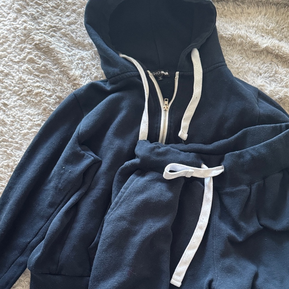 Fashion Nova Navy and White Tracksuit